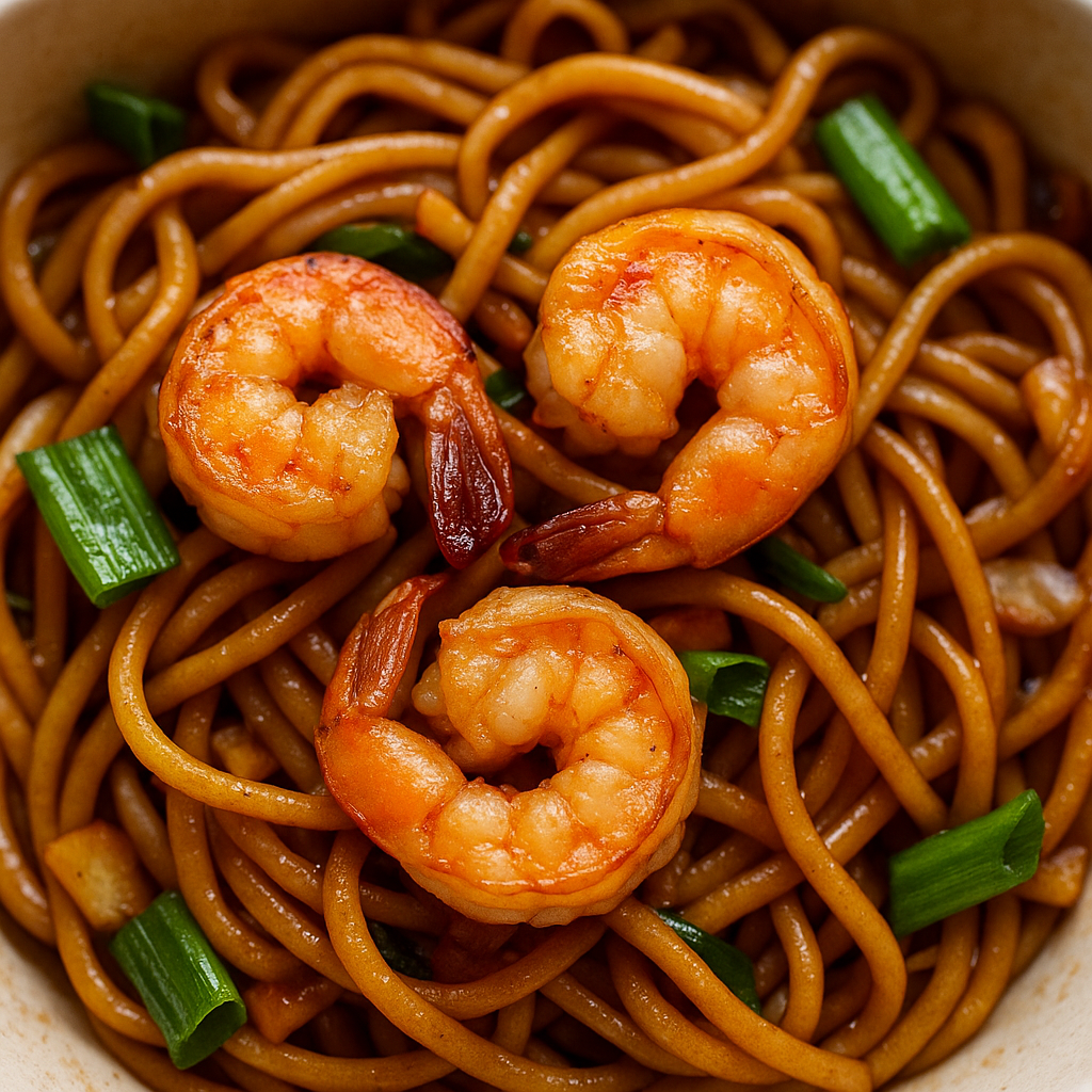Nouilles sautées crevettes